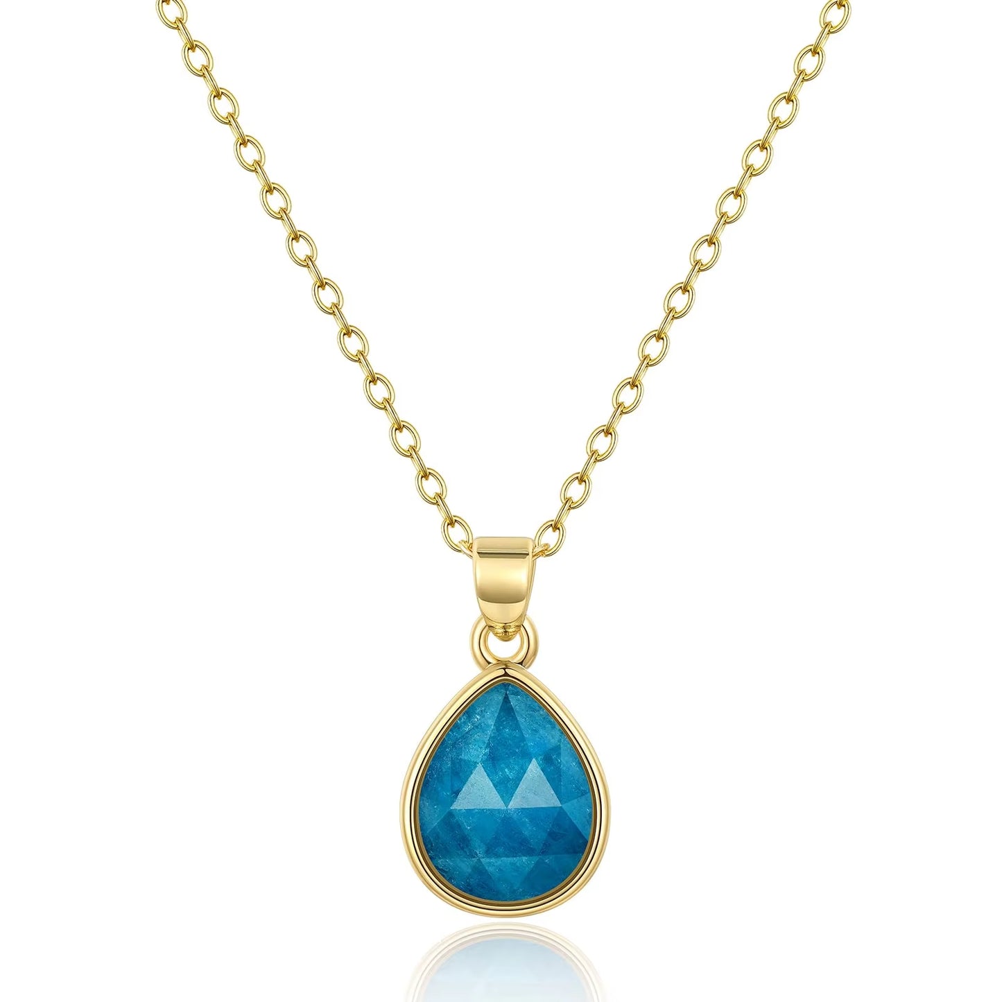 BLUE NATURAL STONE PENDANT NECKLACE