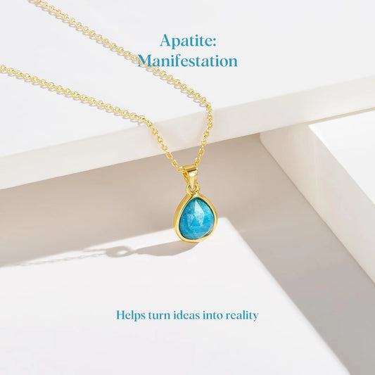 BLUE NATURAL STONE PENDANT NECKLACE