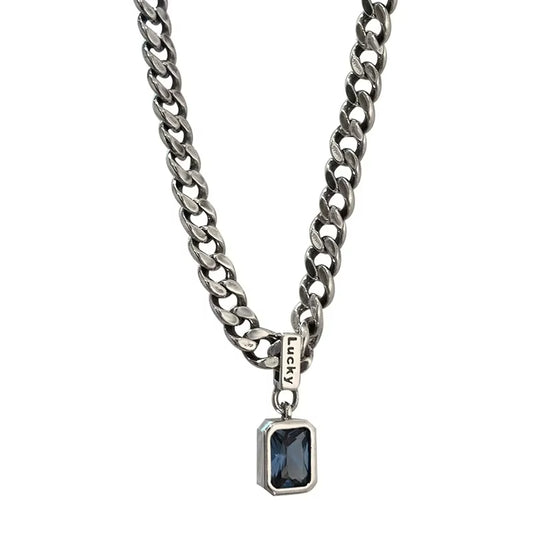 Square Blue Zirconia Necklace