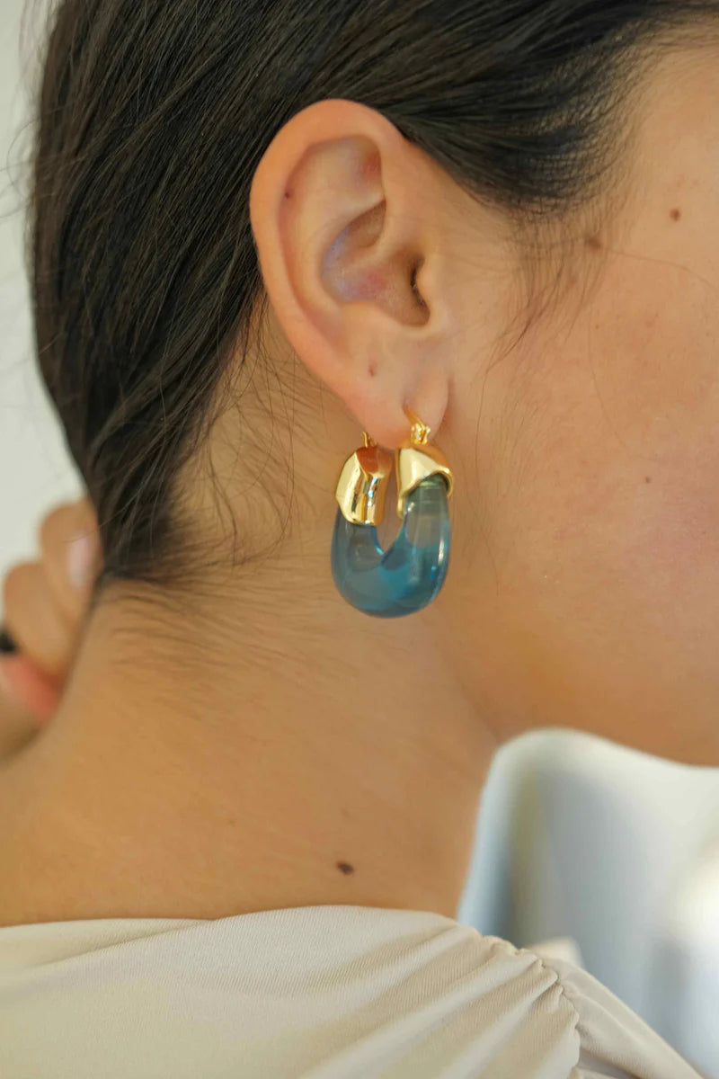 Kira  Hoop Earrings/Aqua