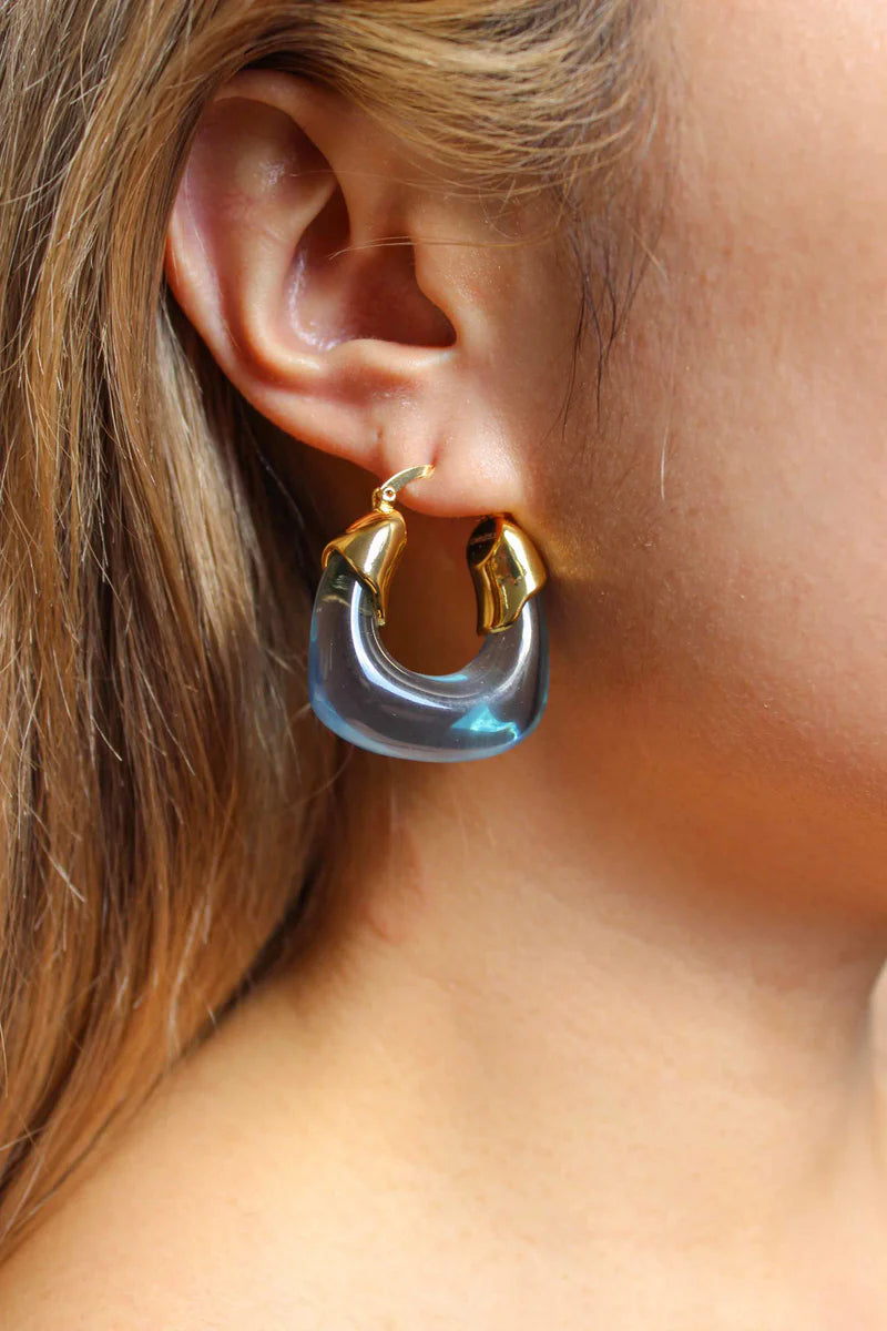 Kira  Hoop Earrings/Aqua