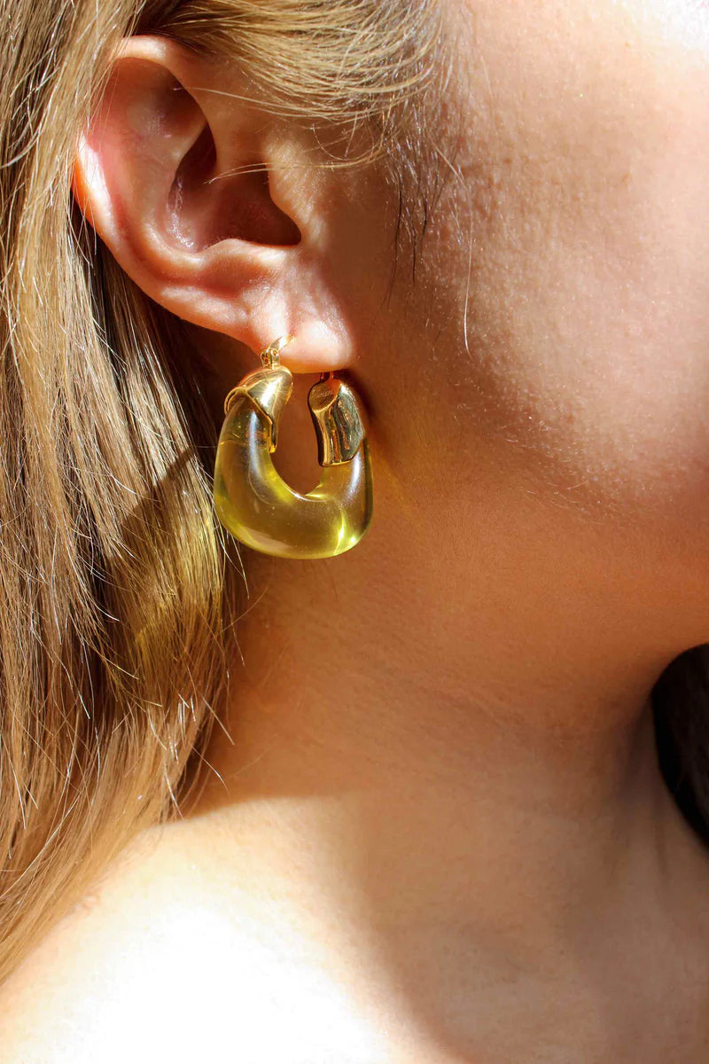 Kira  Hoop Earrings/Lemon